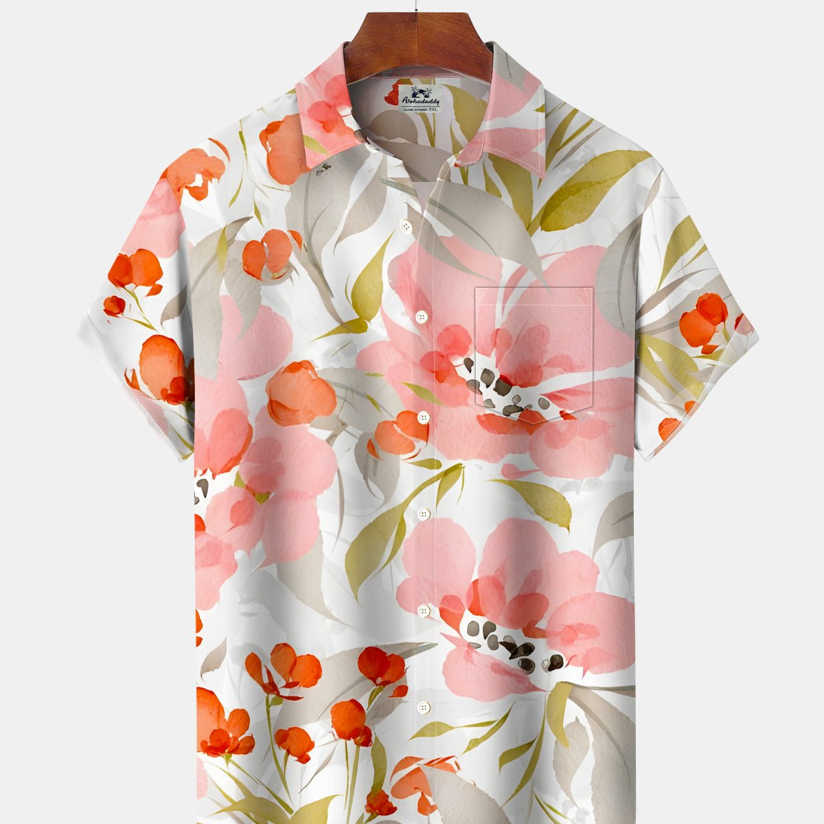 Alohadaddy® Tropical Floral Hawaiian Vacation Leaf Short-Sleeve Shirt