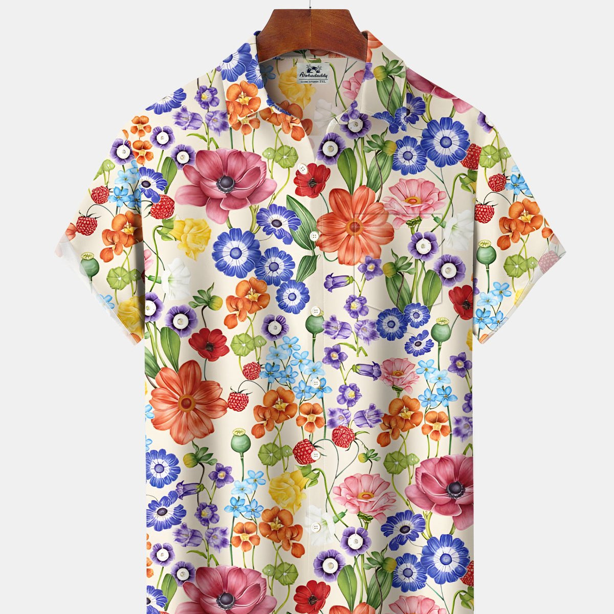 Alohadaddy® Hawaiian Aloha Vintage Floral Short-Sleeve Shirt