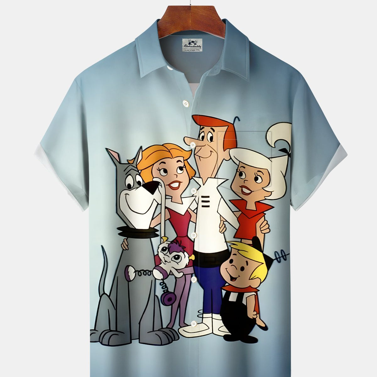 Alohadaddy® Retro Cartoon Classic Animated Puppy Hawaiian Men's Shirt