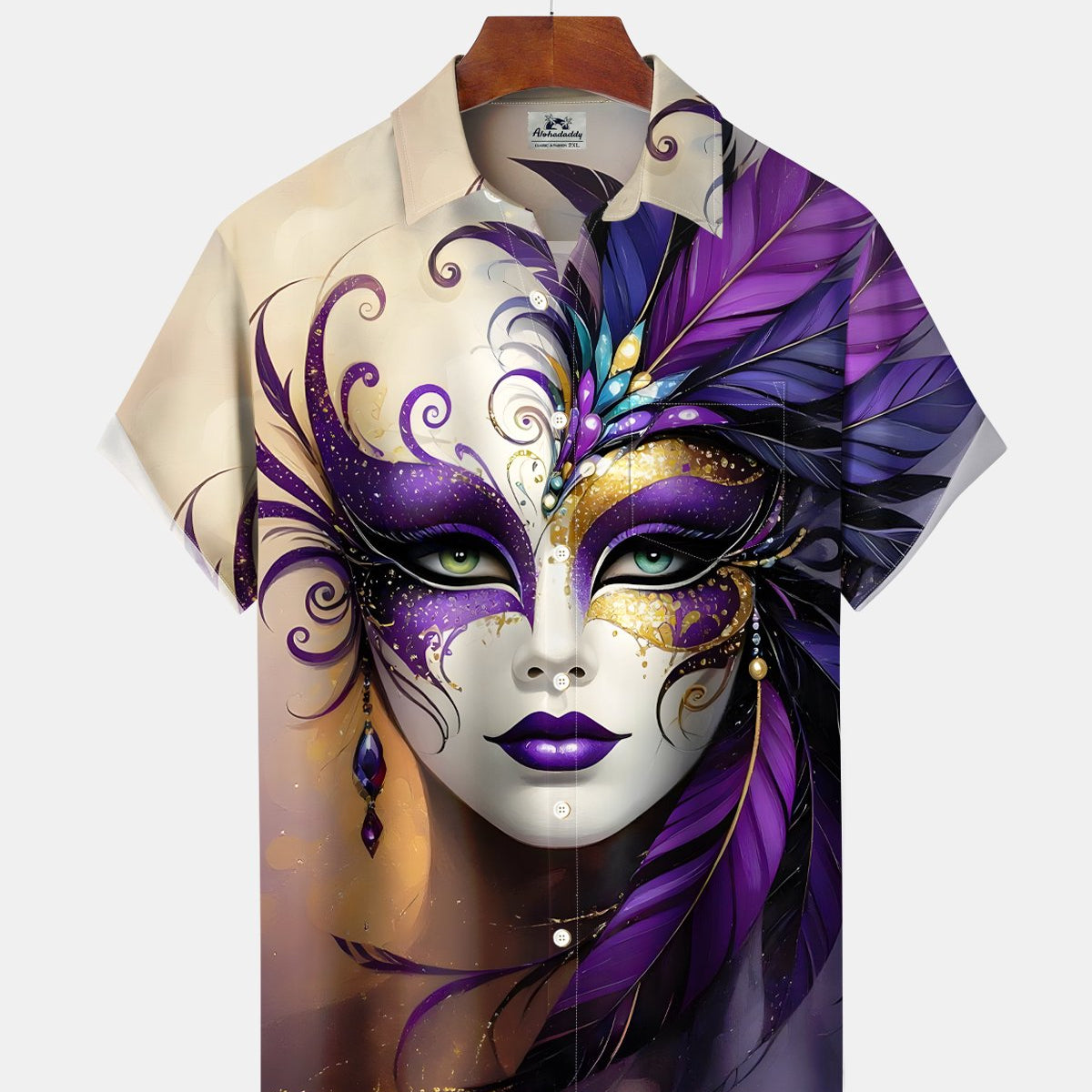 Alohadaddy® Carnival Holiday Opera Mask Party Hawaiian Shirt