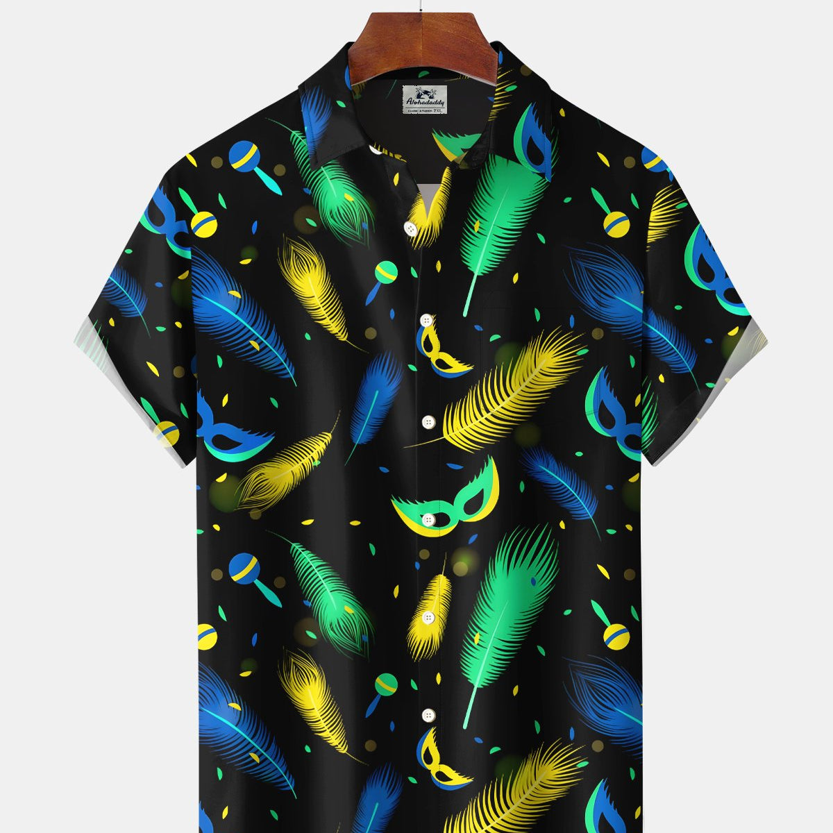 Alohadaddy® Carnival Holiday Feather Mask Music Hawaiian Shirt