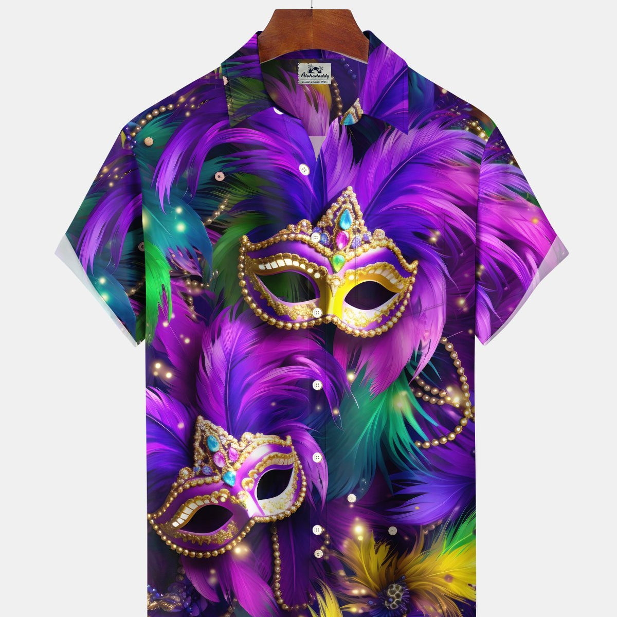 Alohadaddy® Carnival Mask Holiday Retro Party Short-Sleeve Men's Shirt