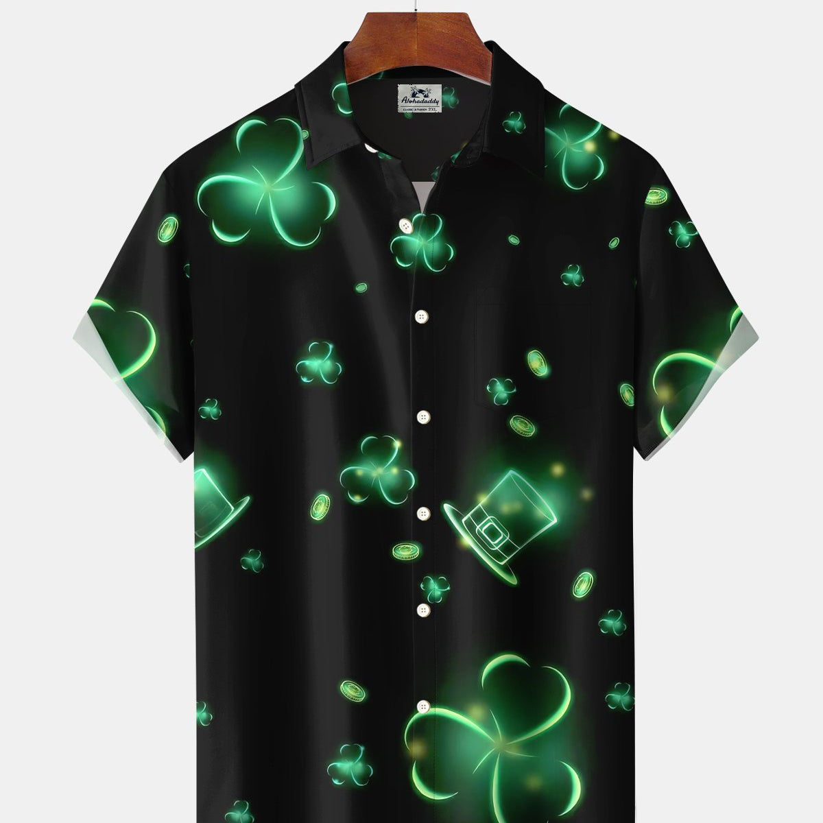 Alohadaddy® St. Patrick's Day Four-Leaf Clover Gradient Neon Shirt