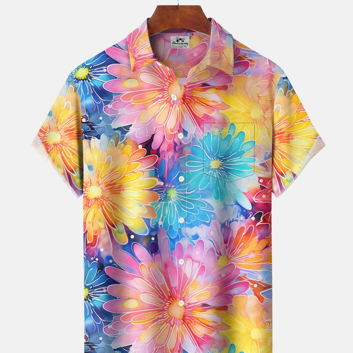 Alohadaddy® Hawaiian Tropical Floral Gradient Watercolor Hibiscus Shirt