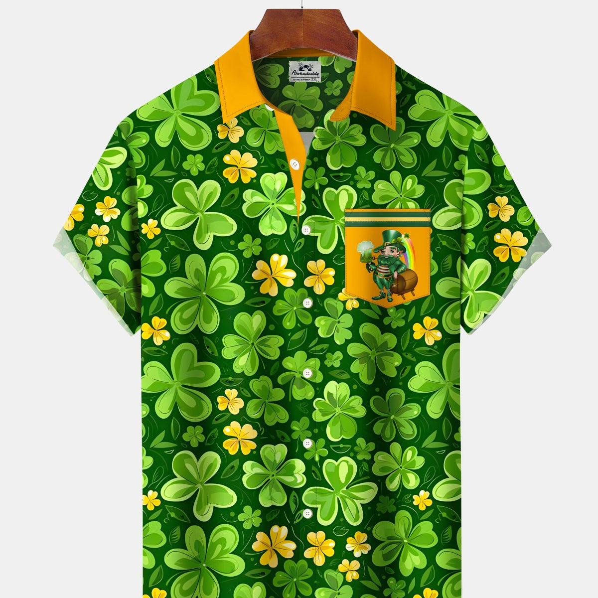 Alohadaddy® St. Patrick's Day Clover Patchwork Elf Hawaiian Shirt
