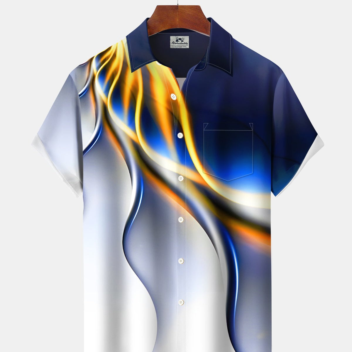 Alohadaddy® Retro Abstract Gradient Print Button-Down Shirt