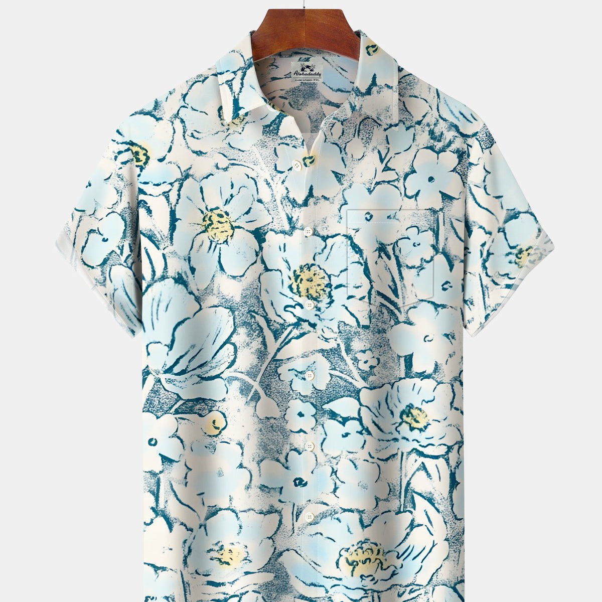 Alohadaddy® Hawaiian Floral Watercolor Print Short-Sleeve Button-Down Shirt