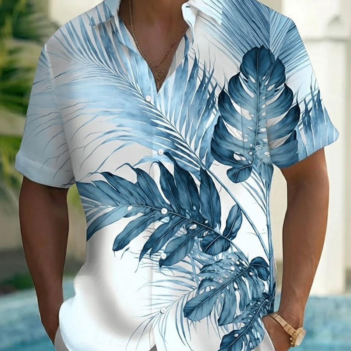 Alohadaddy® Hawaiian Banana Leaf Print Short-Sleeve Button-Down Shirt