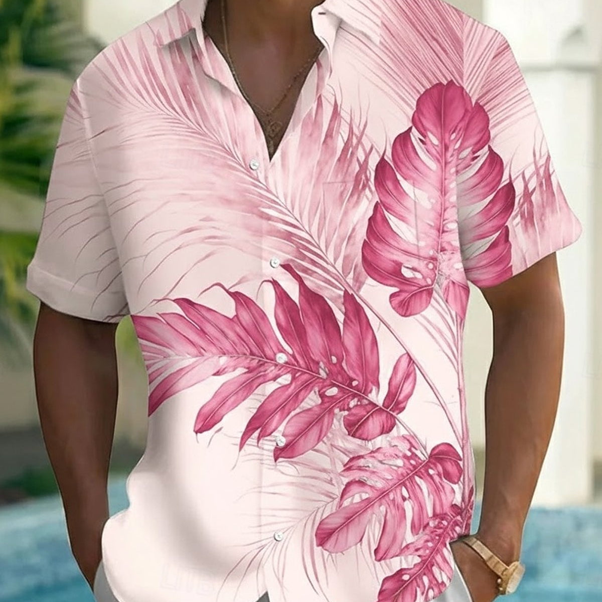 Alohadaddy® Hawaiian Banana Leaf Print Short-Sleeve Button-Down Shirt