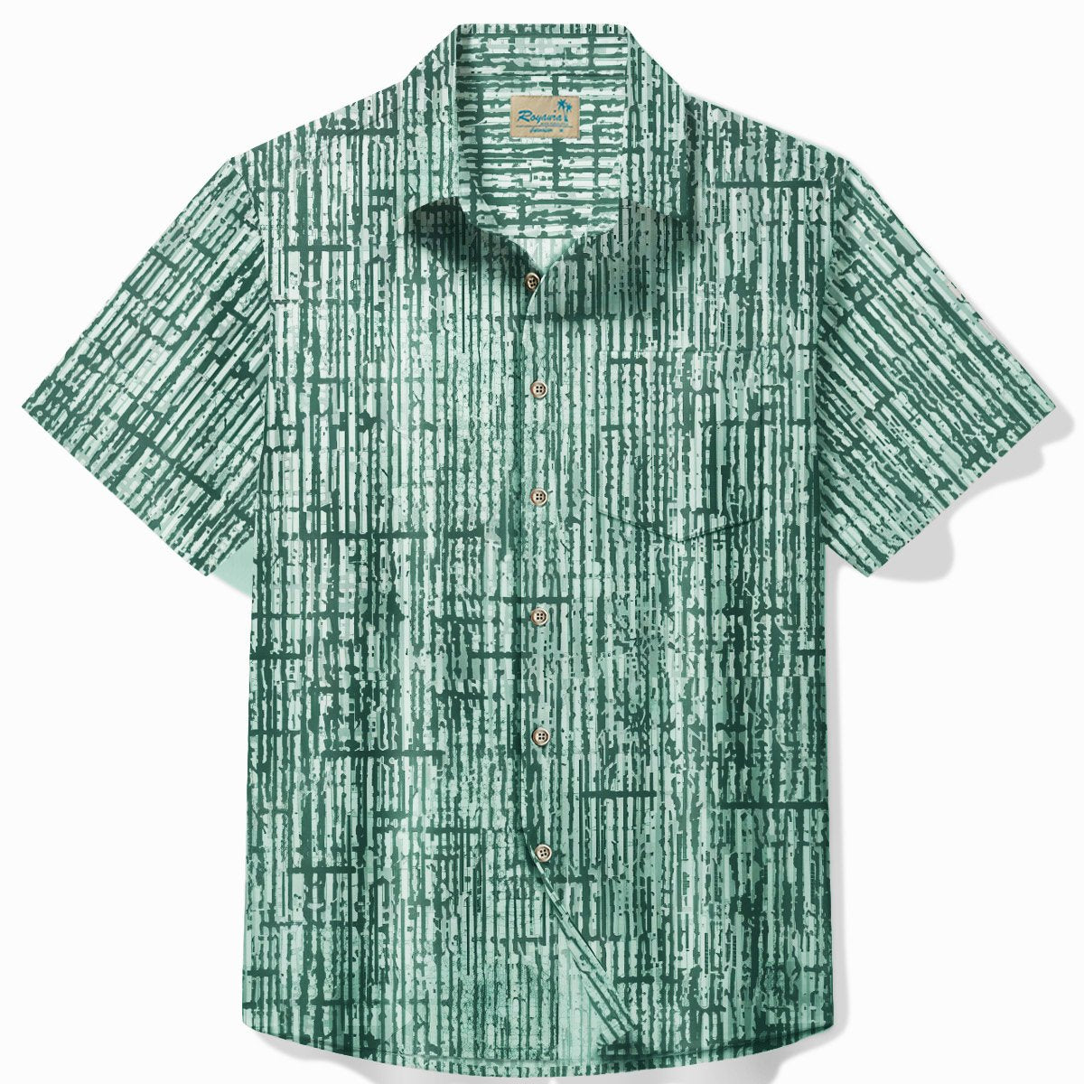 Chemises pour hommes géométriques vintage des années 50 d'Alohadaddy avec texture en bambou et poches pour le camping