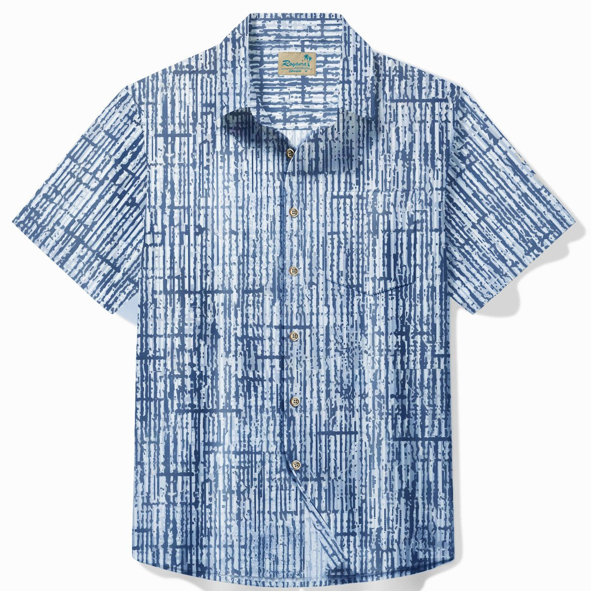 Chemises pour hommes géométriques vintage des années 50 d'Alohadaddy avec texture en bambou et poches pour le camping