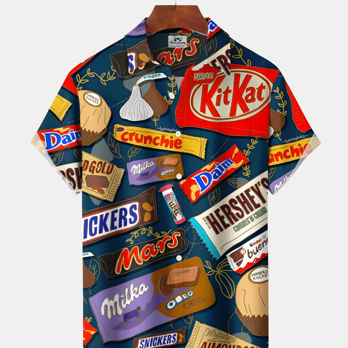 Alohadaddy® Retro Chocolate Pictorial Print Short-Sleeved Shirt