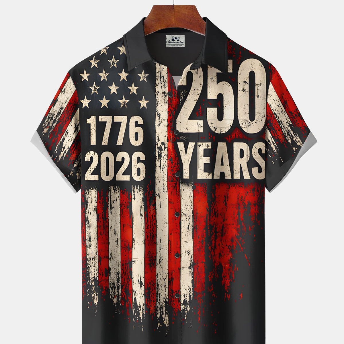 Alohadaddy® Holiday American Flag 250th Anniversary Short-Sleeve Shirt