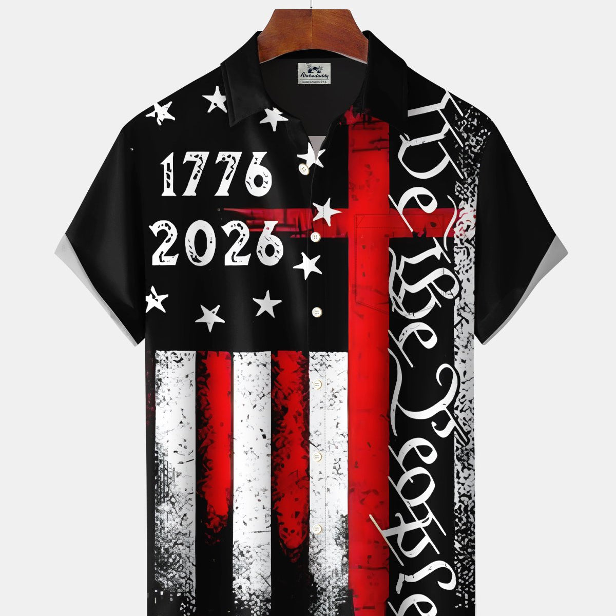 Alohadaddy® Holiday American Flag 250th Anniversary Short-Sleeve Shirt