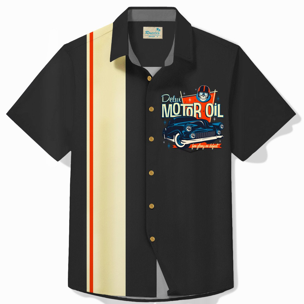 Alohadaddy Vintage Classic Car Blue Men's Bowling Shirt Easy Care Camp Pocket Shirt Big Tall