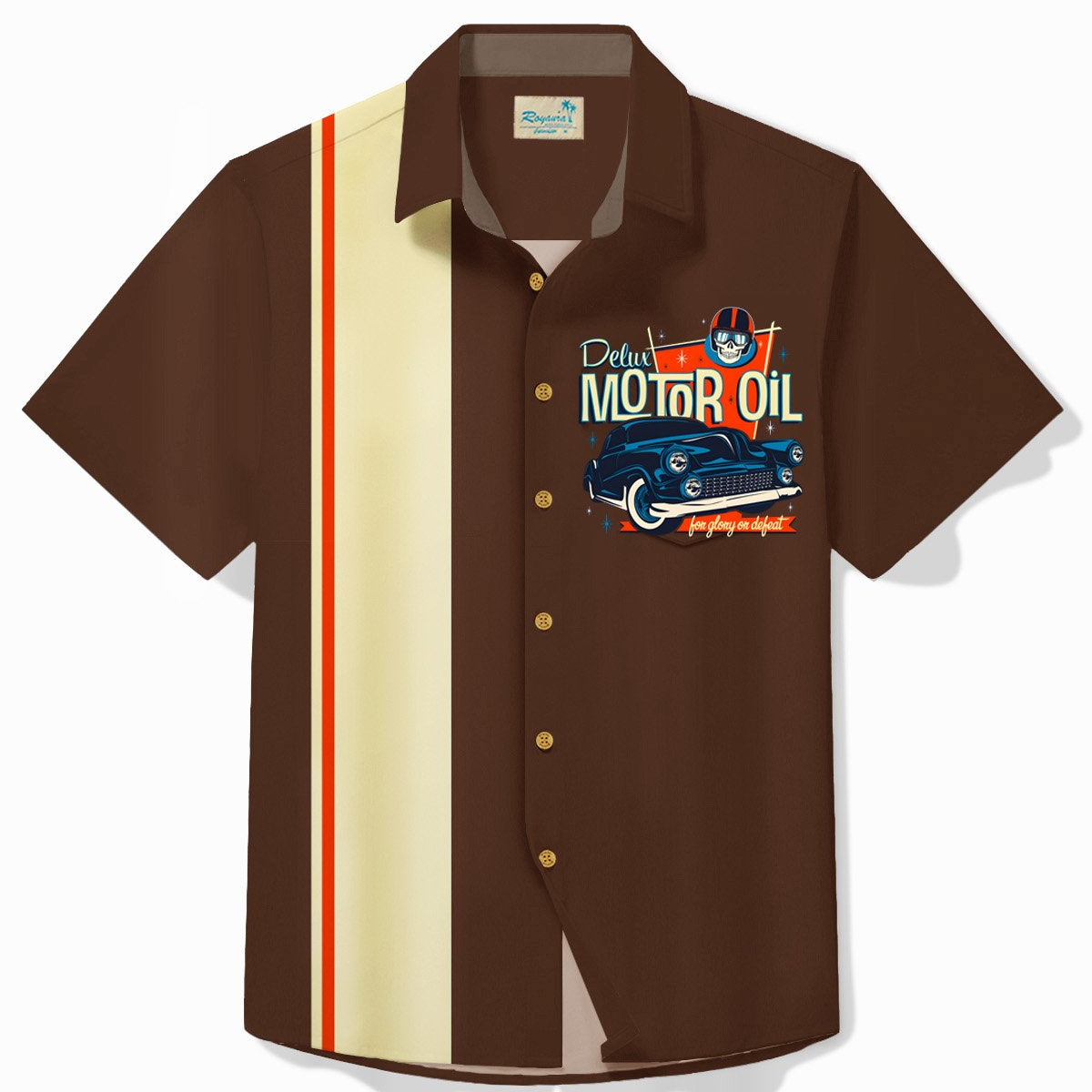 Alohadaddy Vintage Classic Car Blue Men's Bowling Shirt Easy Care Camp Pocket Shirt Big Tall
