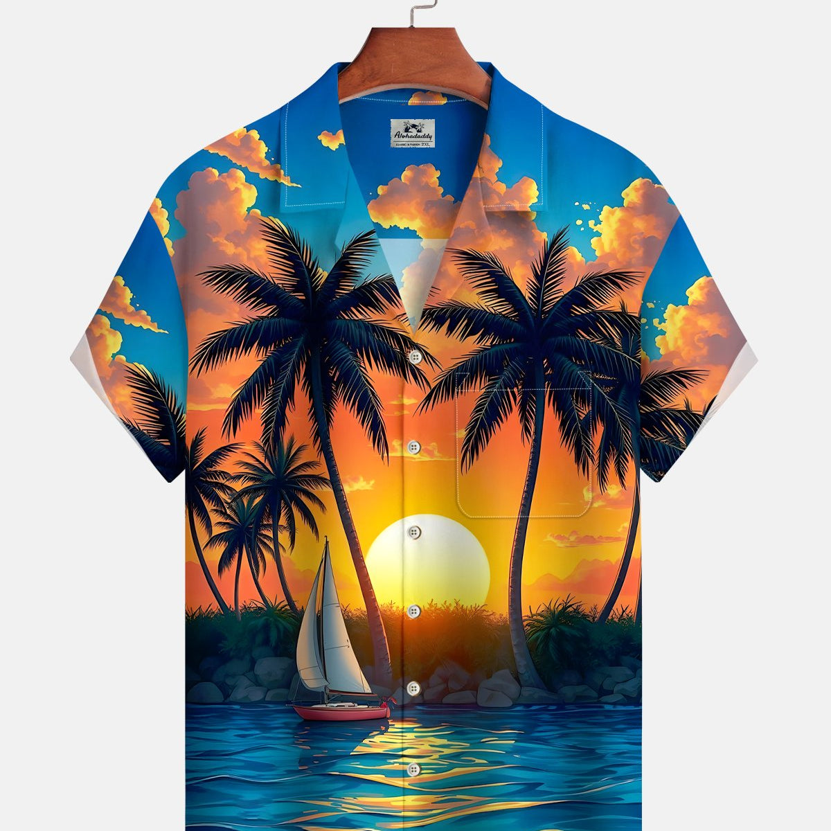 Alohadaddy® Men's Hawaiian Coconut Tree Camp Shirt Short Sleeve Big & Tall