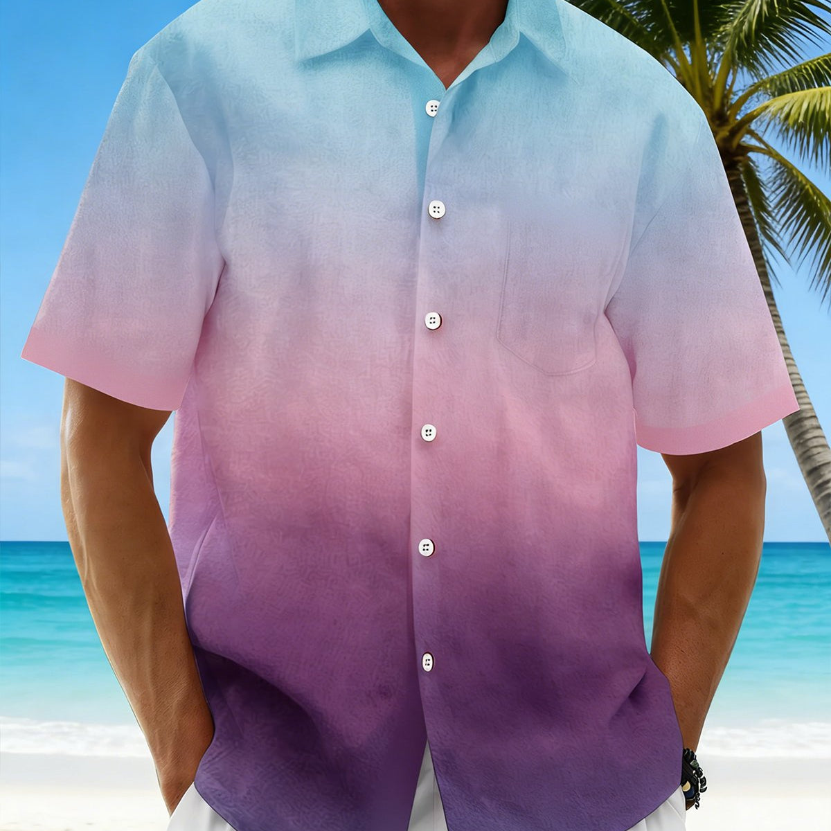 Alohadaddy® Men's Basic Gradient Pocket Shirt Big & Tall