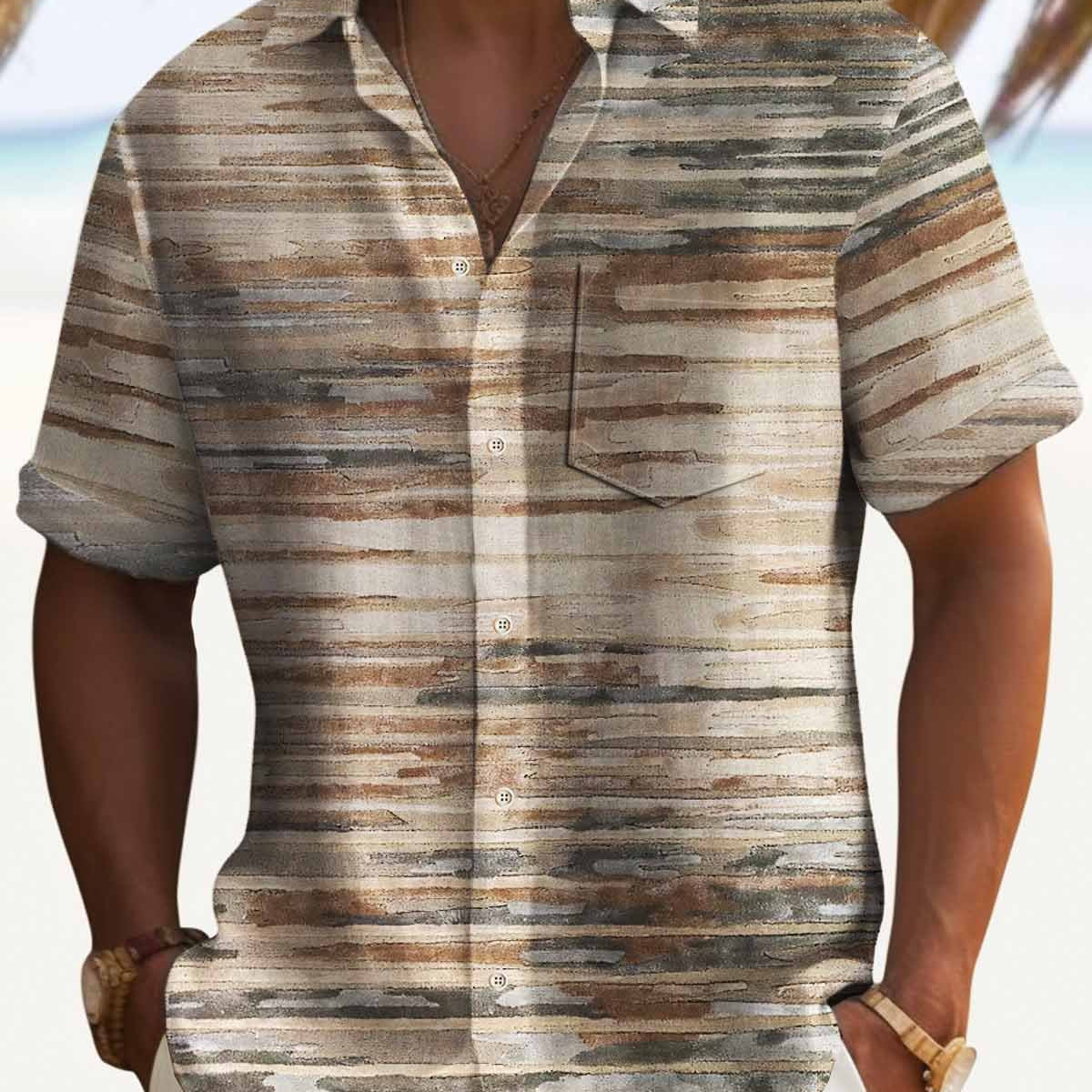 Chemise de camping rétro à texture vieillie Alohadaddy des années 50 pour homme, chemise artistique à poche à séchage rapide, grande taille