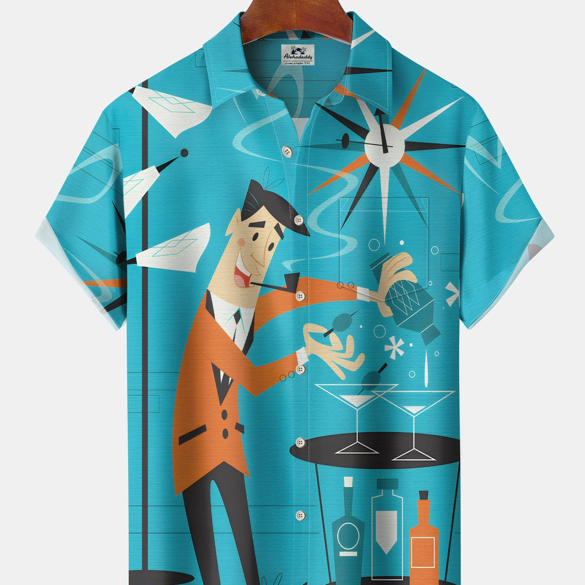 Alohadaddy Vintage Geometric Mid-Century Modern Cocktail Shirt for Men