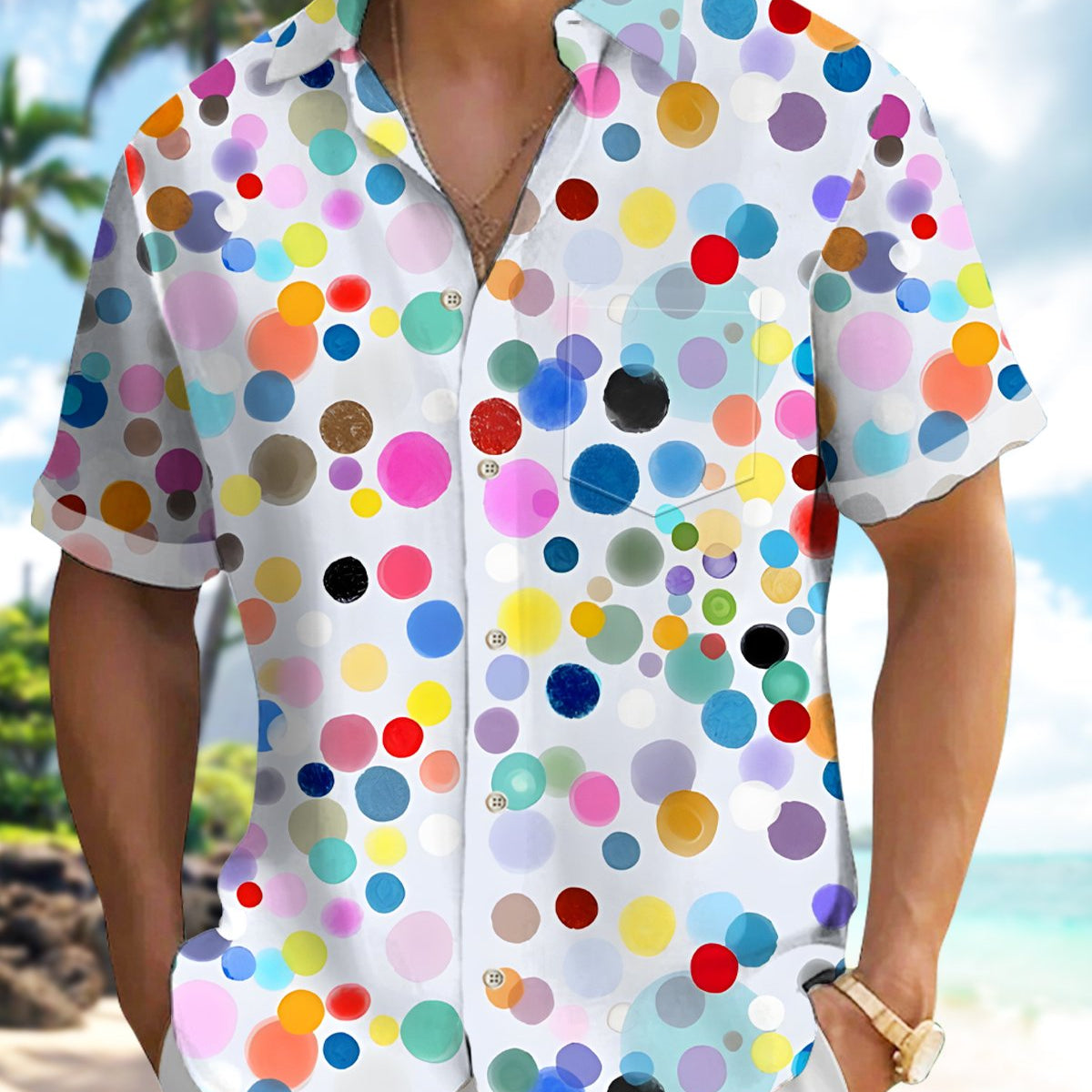 Alohadaddy® Retro Art Gradient Polka Dot Geometric Shirt