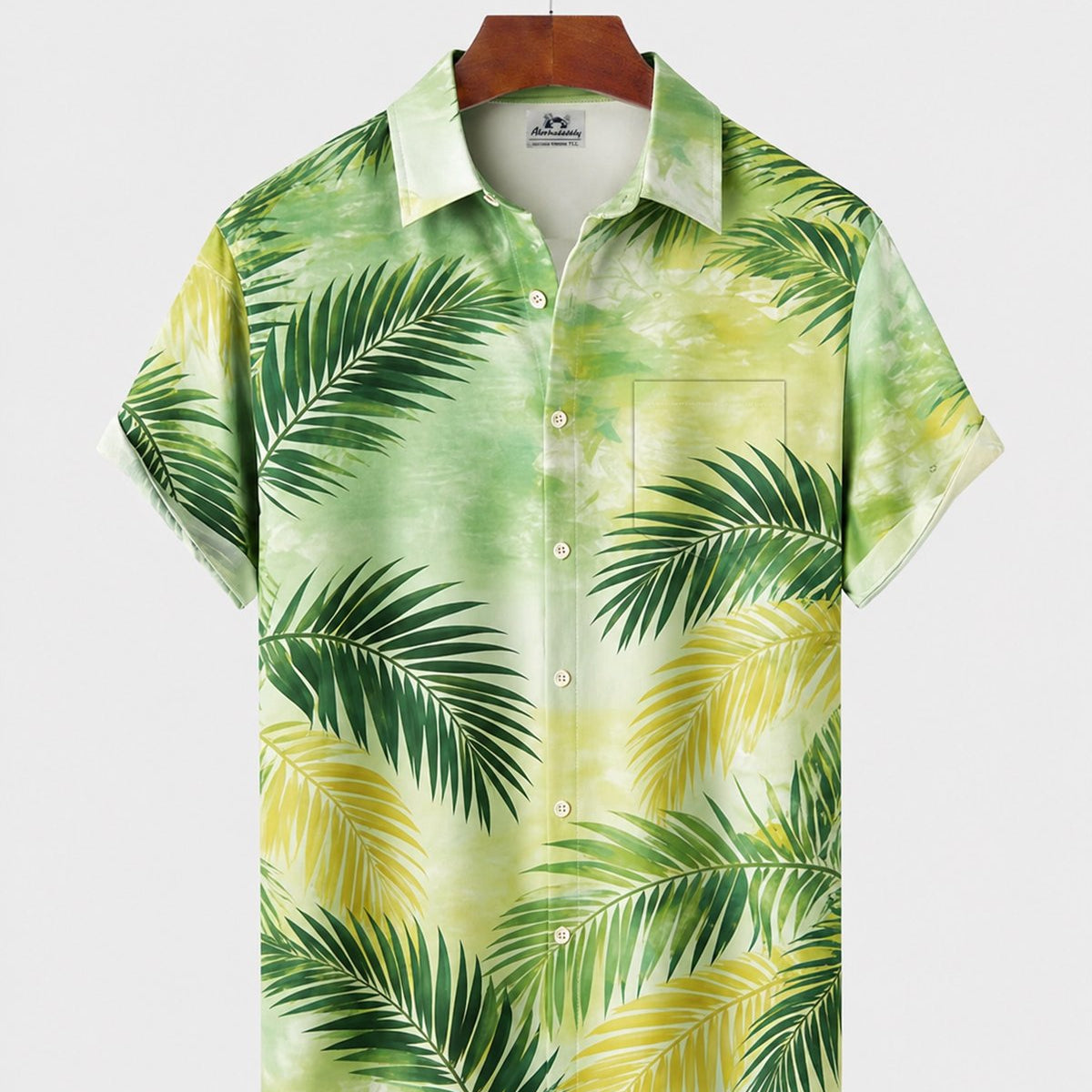 Alohadaddy® Hawaiian Tropical Floral Leaf Gradient Short-Sleeve Shirt