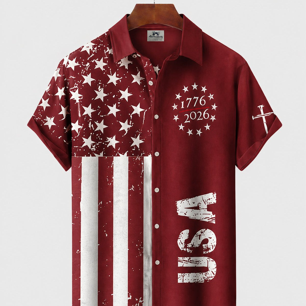 Alohadaddy® Flag 250th Independence Day Commemorative Short-Sleeve Shirt
