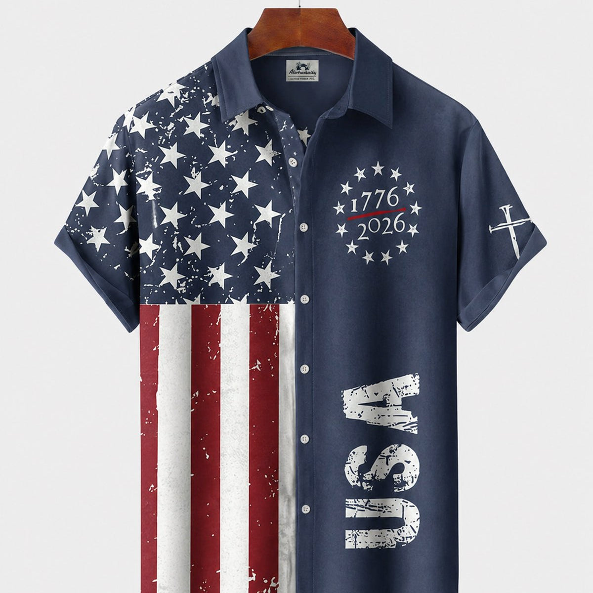Alohadaddy® Flag 250th Independence Day Commemorative Short-Sleeve Shirt