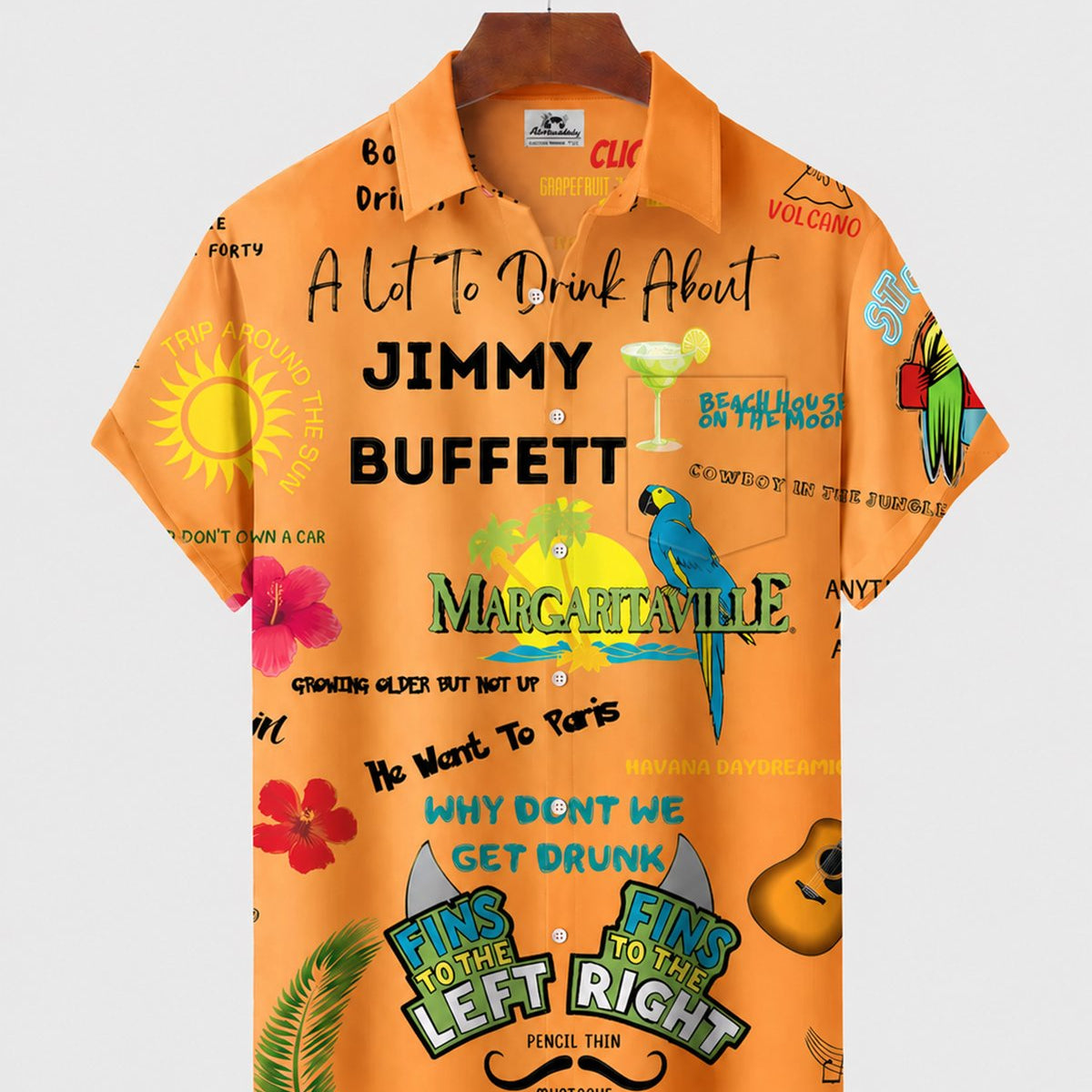 Alohadaddy® Hawaiian Parrot Print Art Button Pocket Cardigan Men's Short Sleeve Shirt Big & Tall