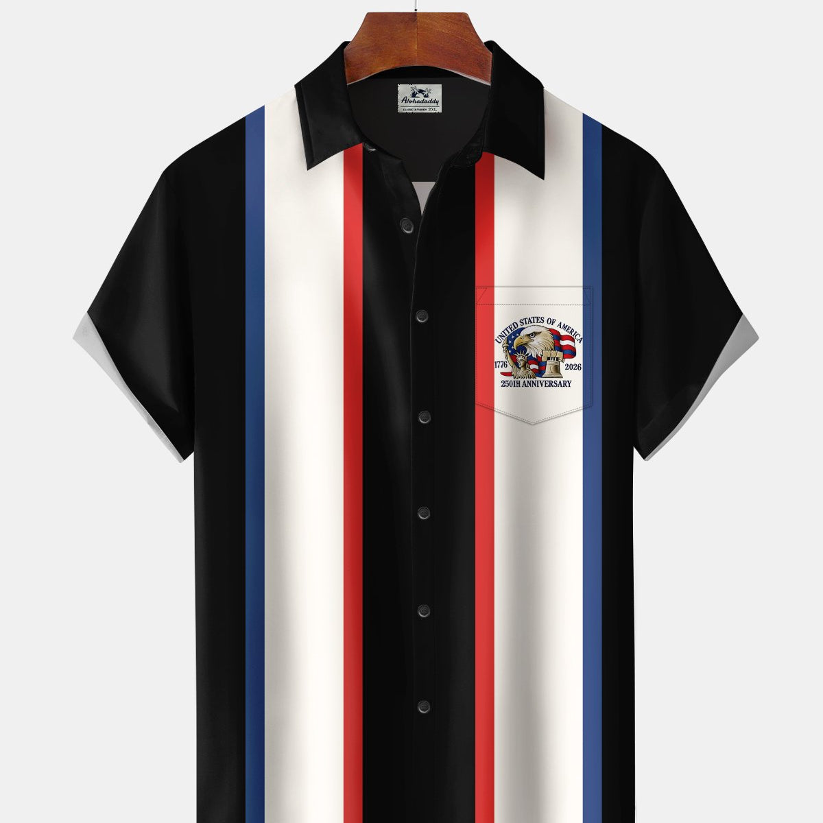 Alohadaddy® Men's 250th Independence Day Eagle Short-Sleeve Bowling Shirt