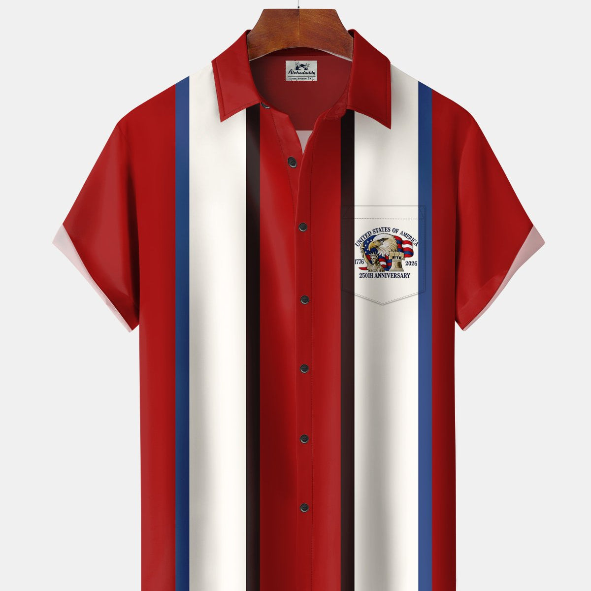Alohadaddy® Men's 250th Independence Day Eagle Short-Sleeve Bowling Shirt