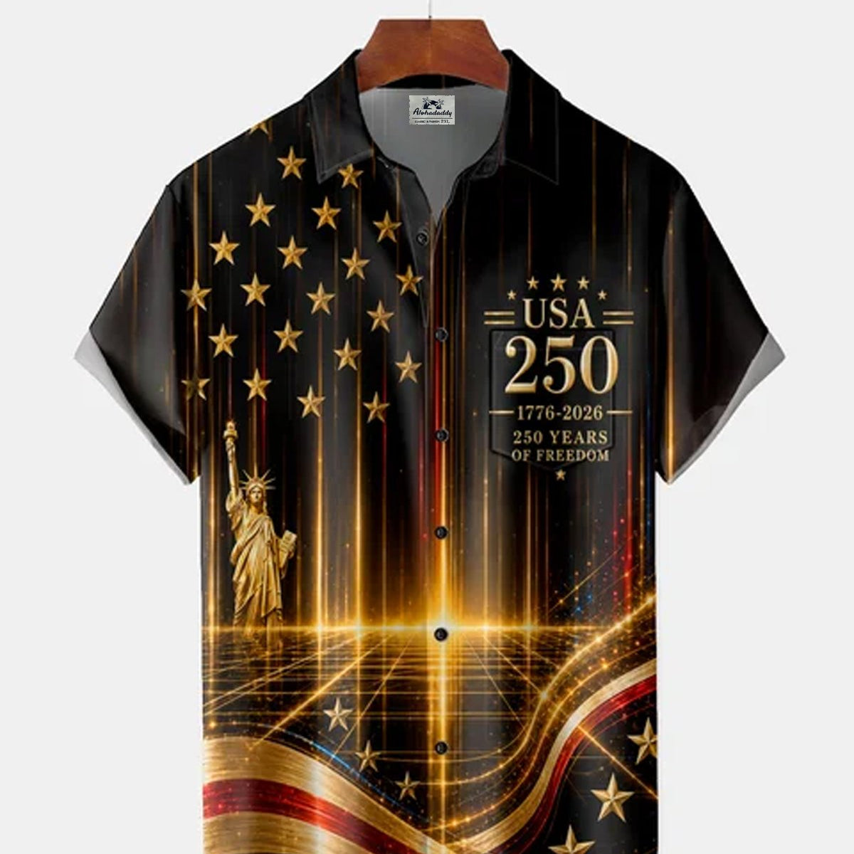Alohadaddy® Retro Gradient 3D 250th Independence Day Short-Sleeve Shirt