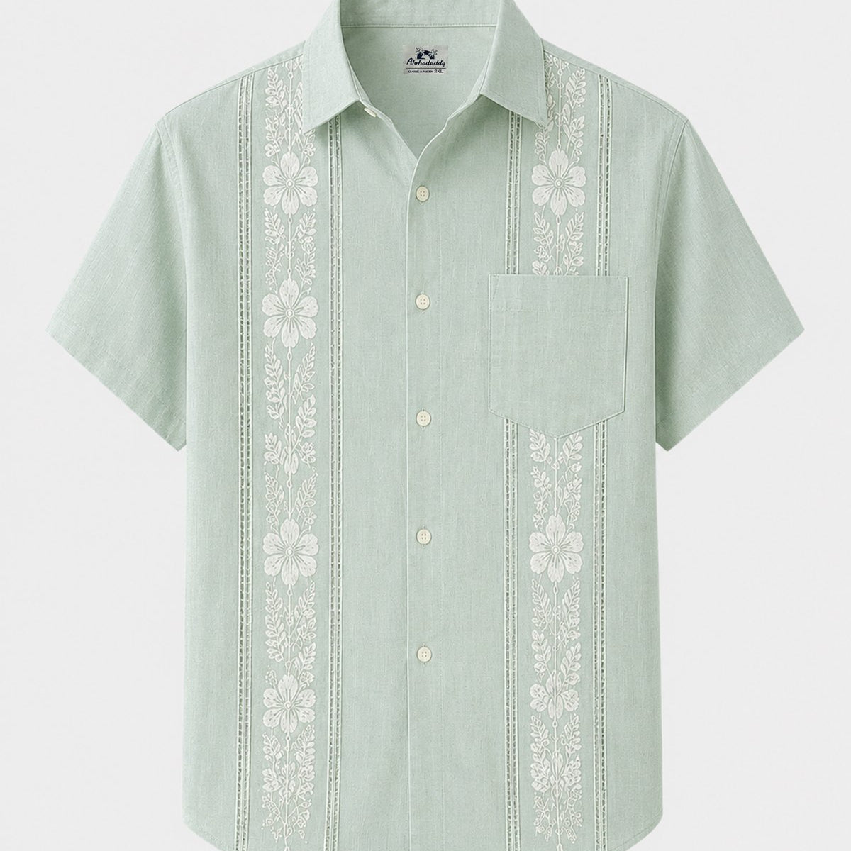 Alohadaddy® Men's Basic Floral Print Geometric Bowling Short-Sleeve Shirt