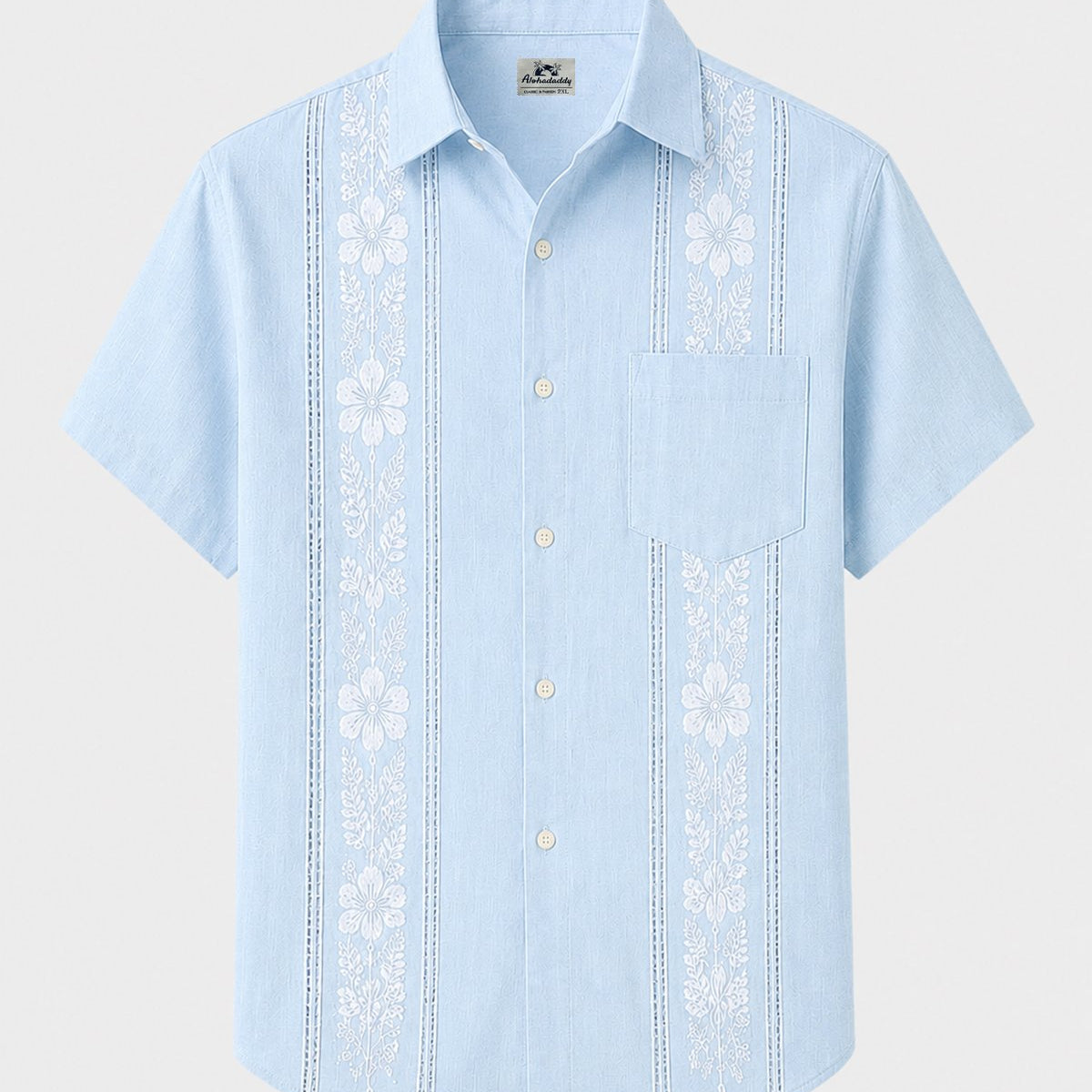 Alohadaddy® Men's Basic Floral Print Geometric Bowling Short-Sleeve Shirt