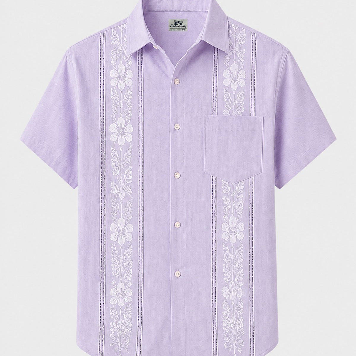 Alohadaddy® Men's Basic Floral Print Geometric Bowling Short-Sleeve Shirt
