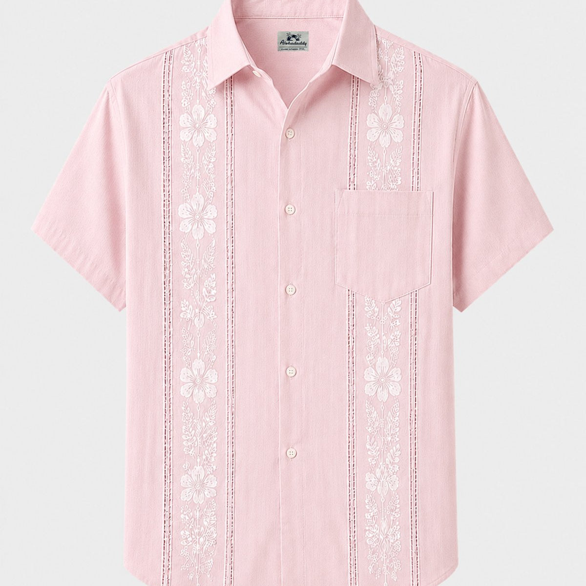 Alohadaddy® Men's Basic Floral Print Geometric Bowling Short-Sleeve Shirt
