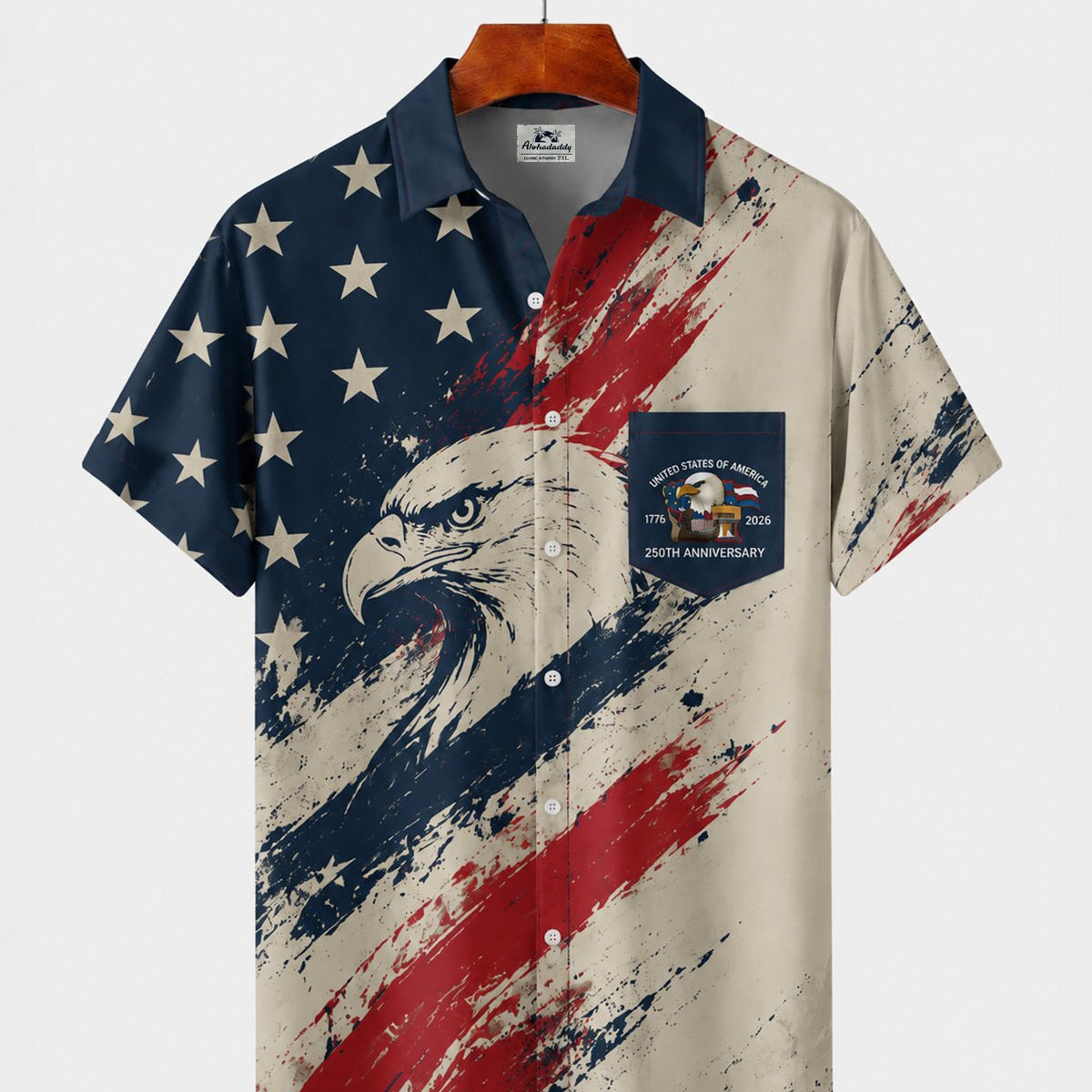 Alohadaddy® Independence Day Flag Eagle 250th Anniversary Short-Sleeve Shirt