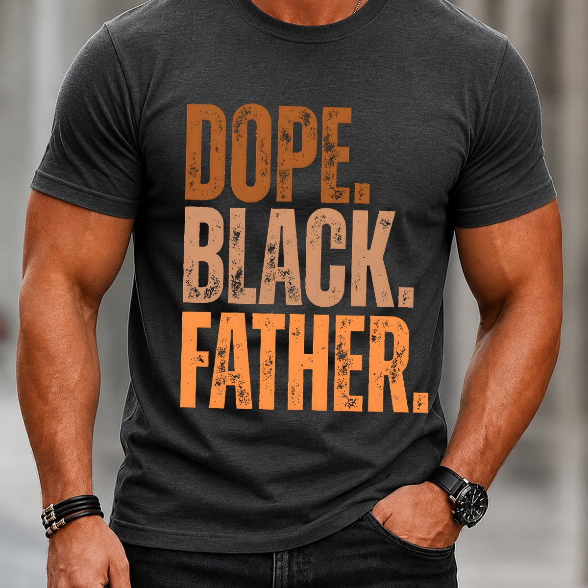 Alohadaddy® Dope Black Father Vintage Graphic Short-Sleeve T-Shirt
