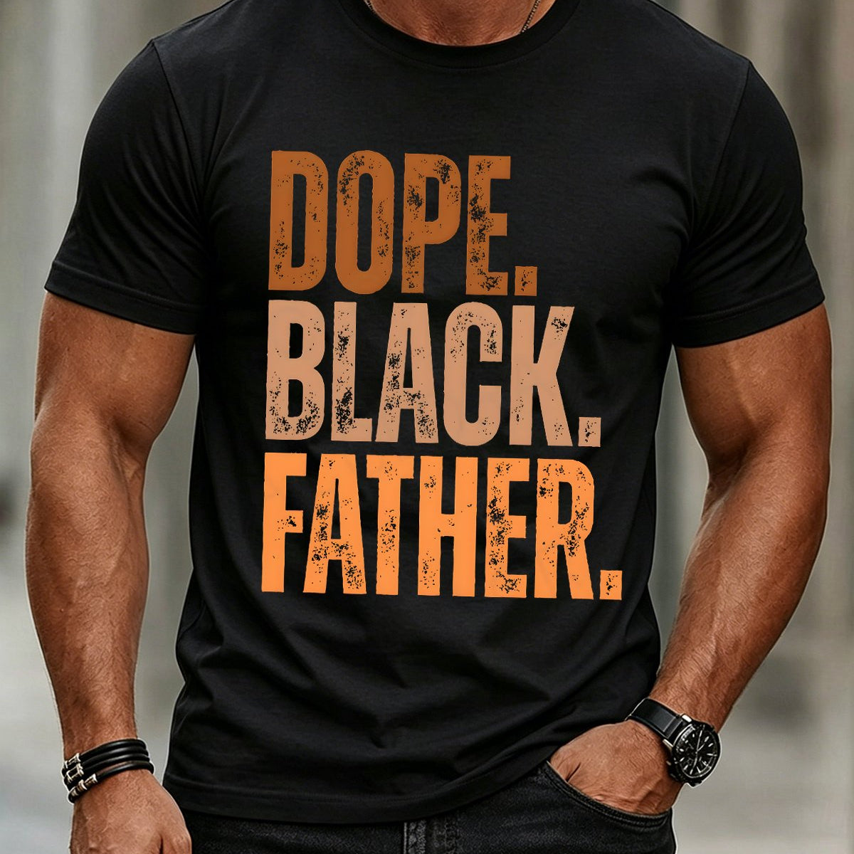 Alohadaddy® Dope Black Father Vintage Graphic Short-Sleeve T-Shirt