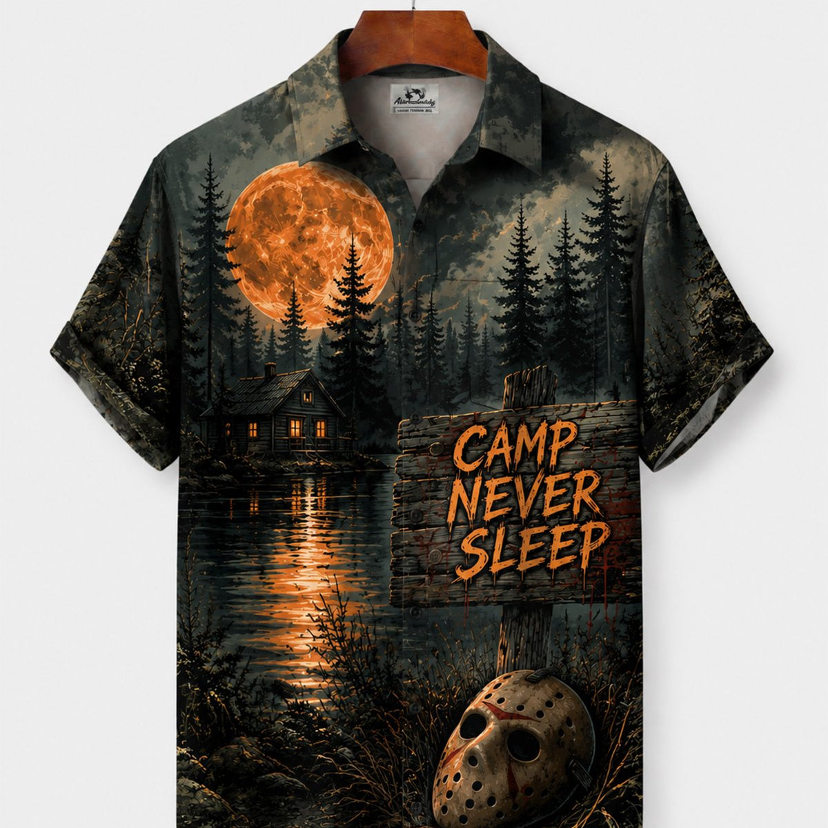 Alohadaddy® Halloween Lakeside Woods Cabin Holiday Short-Sleeve Shirt