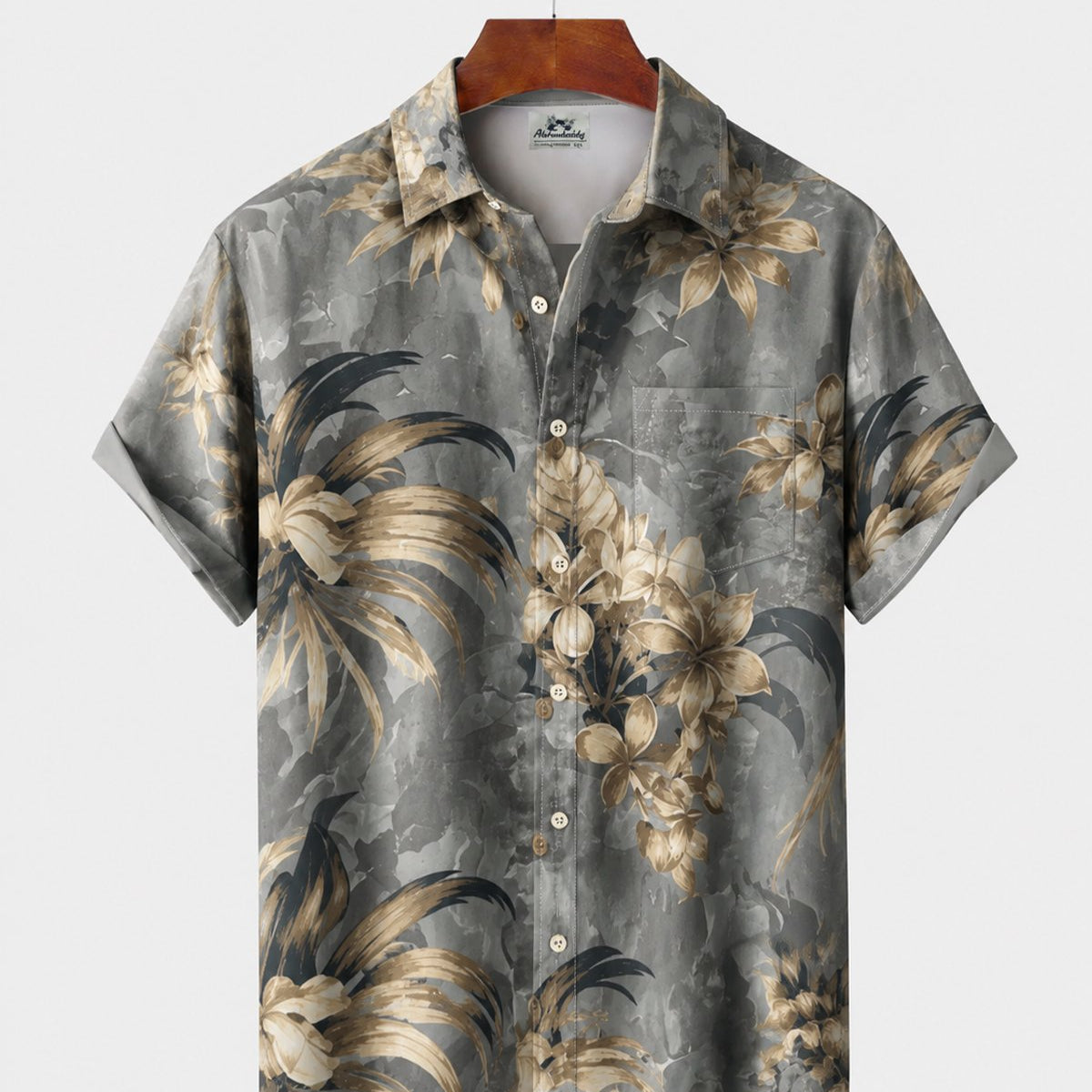 Alohadaddy® Men's Short-Sleeve Button-Down Shirt with Pocket Floral Print