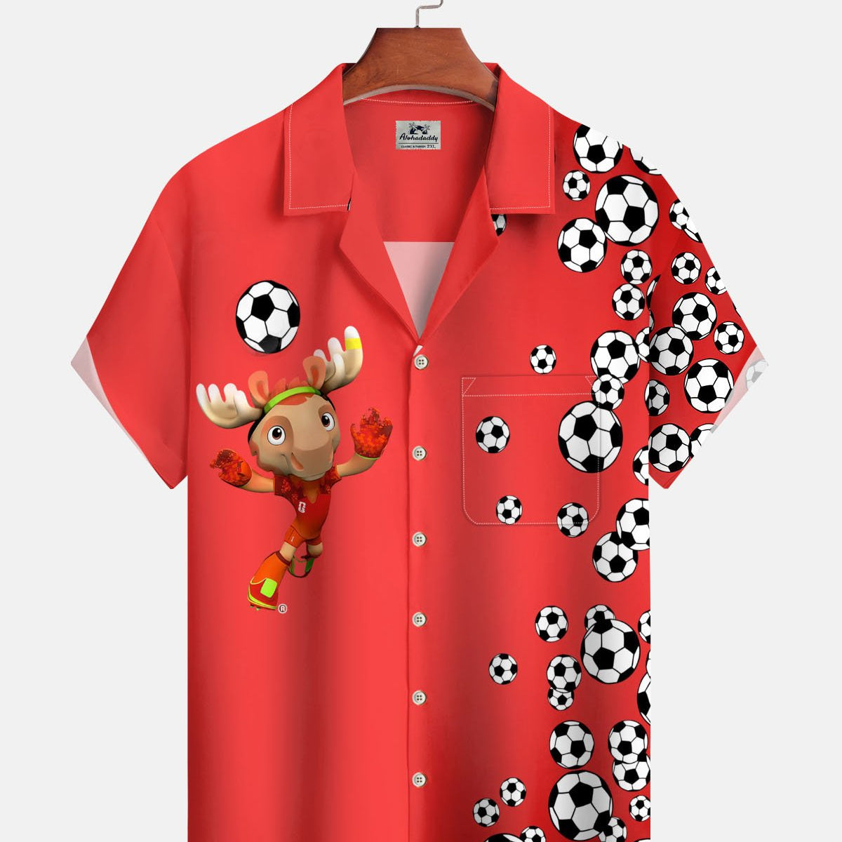 Alohadaddy® Casual Football Print Art Button-Down Cardigan Men's Short-Sleeve Shirt Big & Tall