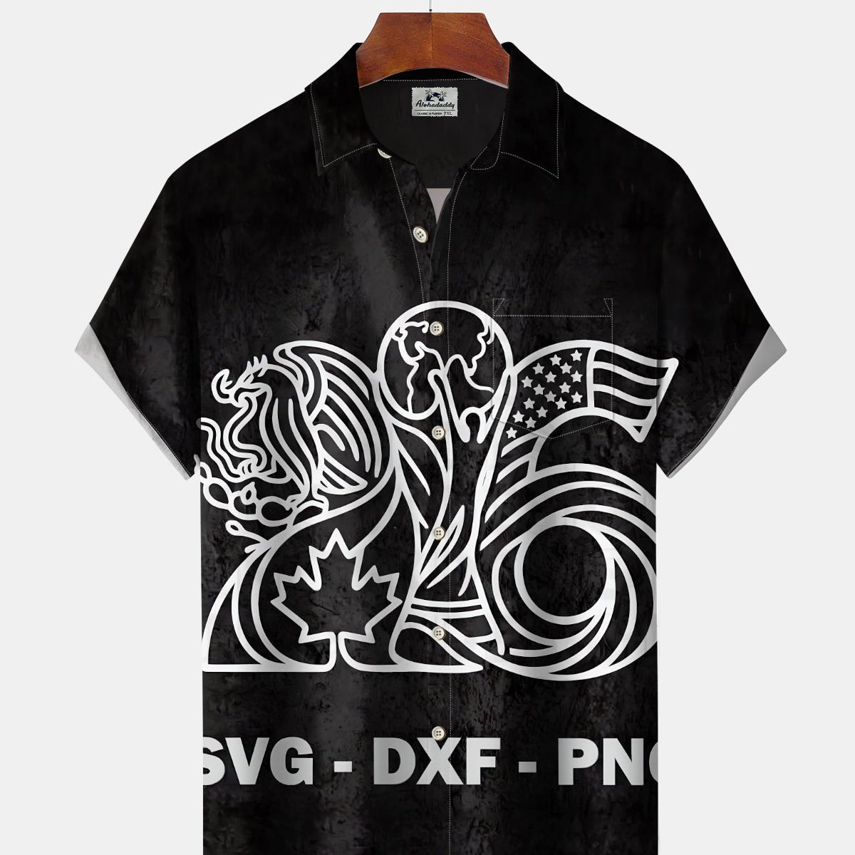 Alohadaddy® Casual World Cup Print Art Button Pocket Cardigan Men's Short Sleeve Shirt