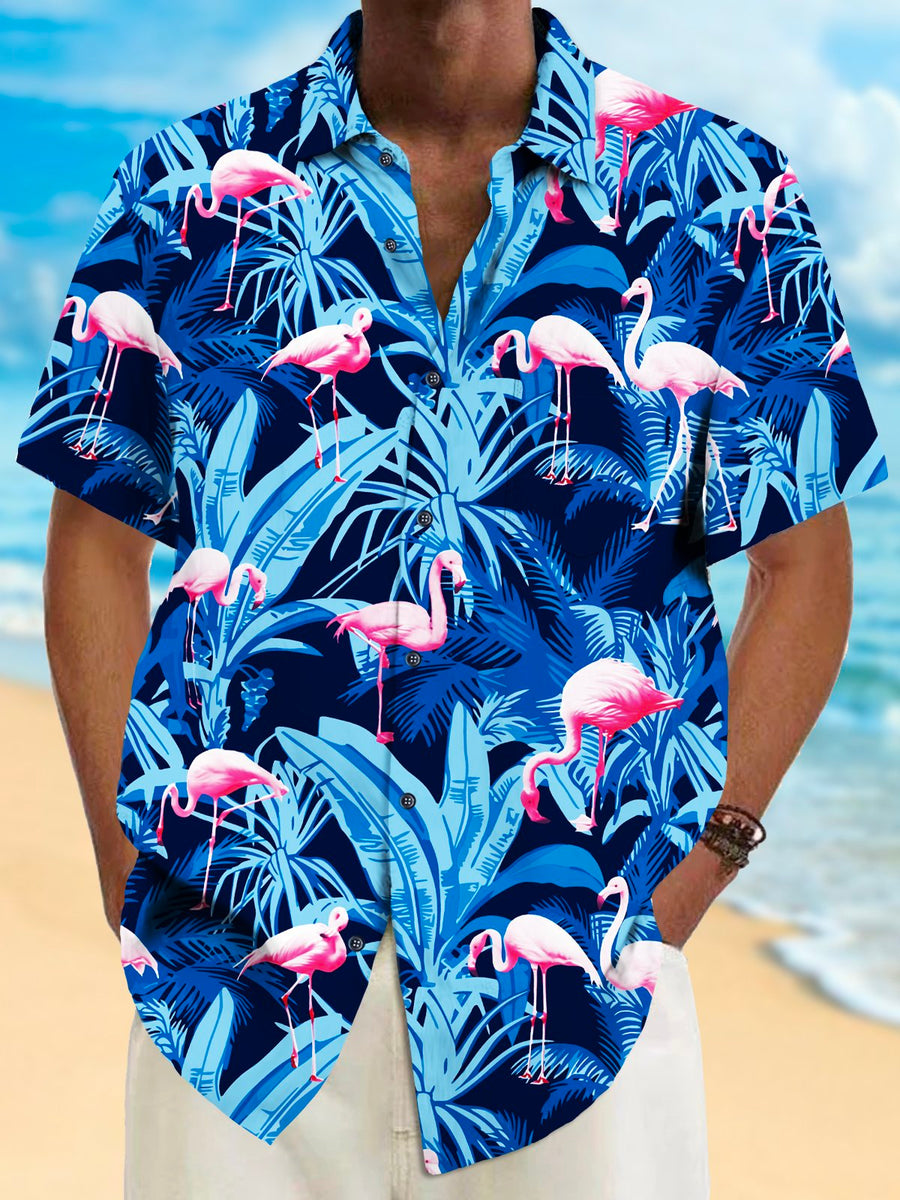 Blue Hawaii Series Pockets Flamingo Shirts - Alohadaddy – AlohaDaddy