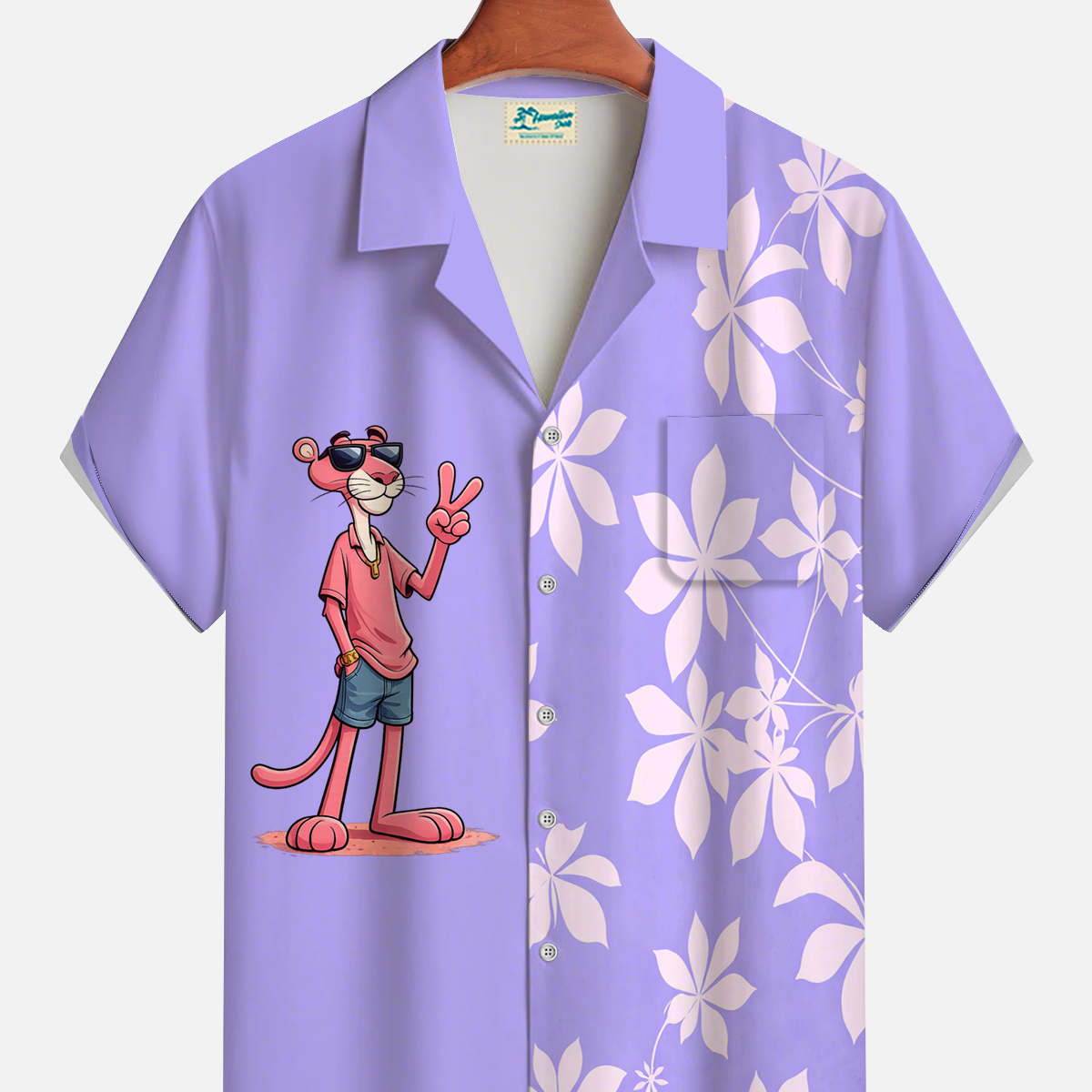 Alohadaddy® Men's Tropic Leopard Coconut Tree Bowling Forgiving Fit Camp Collar Print Retro Short Sleeve Shirt Big & Tall