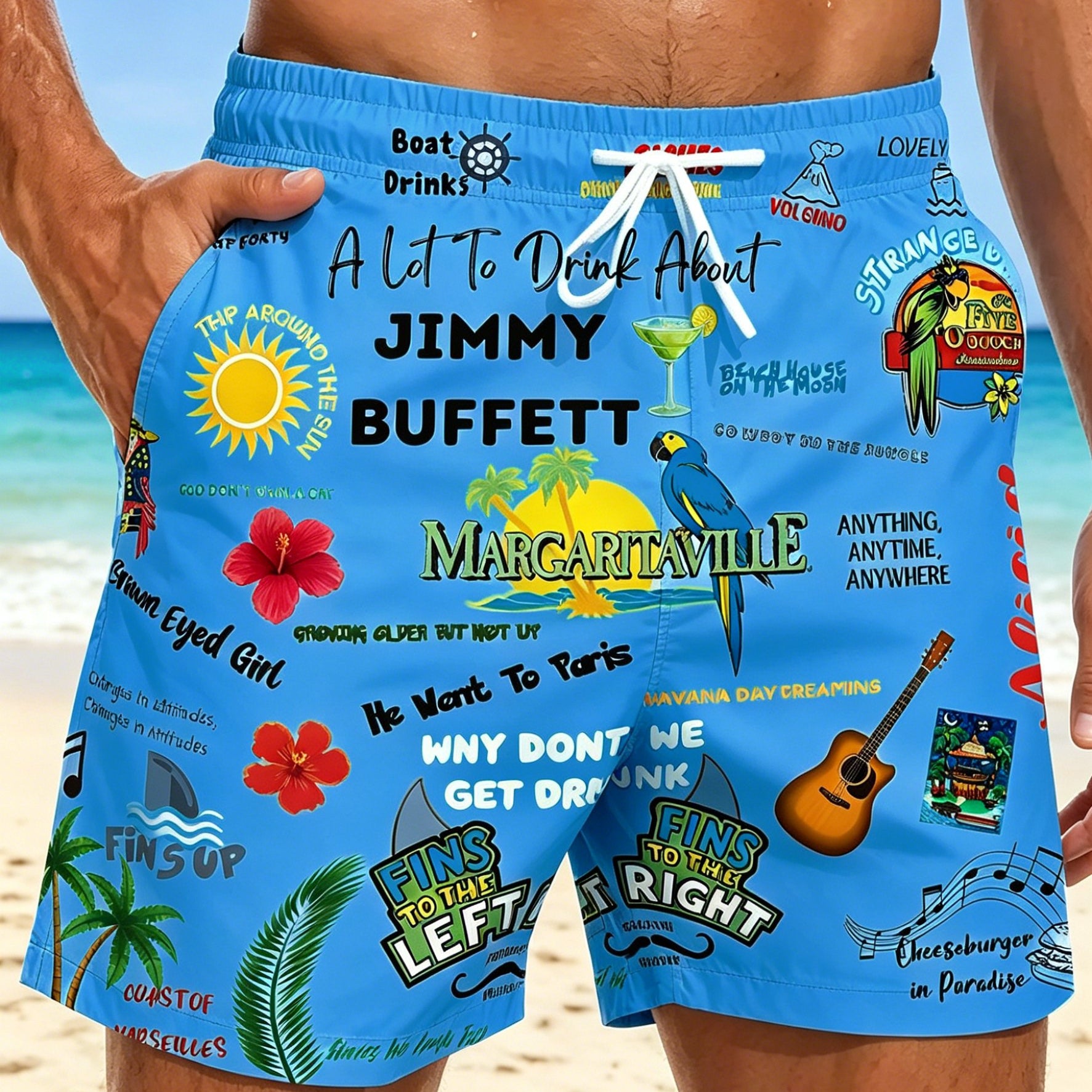 Alohadaddy® Hawaiian Palm Tree Print Men's Shorts Beach Shorts Swim Trunks