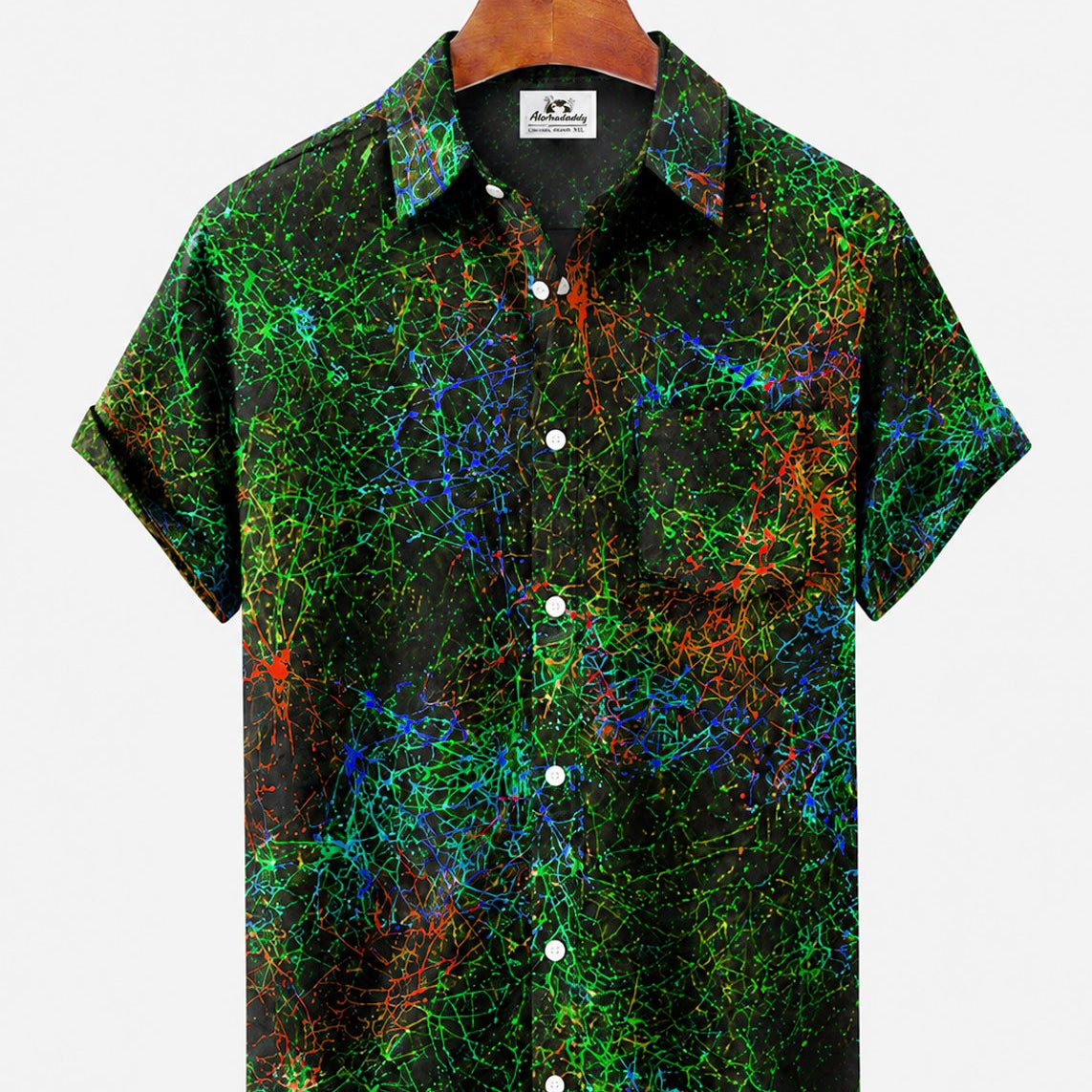 Alohadaddy® Men's Short-Sleeve Button-Down Shirt with Pocket Short Sleeve Print