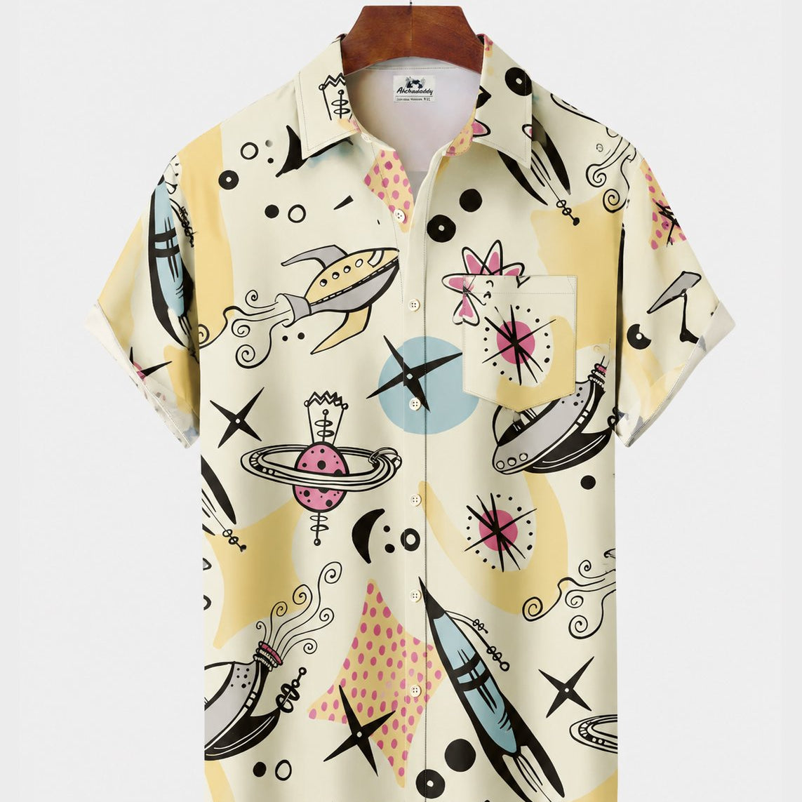 Alohadaddy® Men's Short-Sleeve Button-Down Shirt with Pocket Universe Print