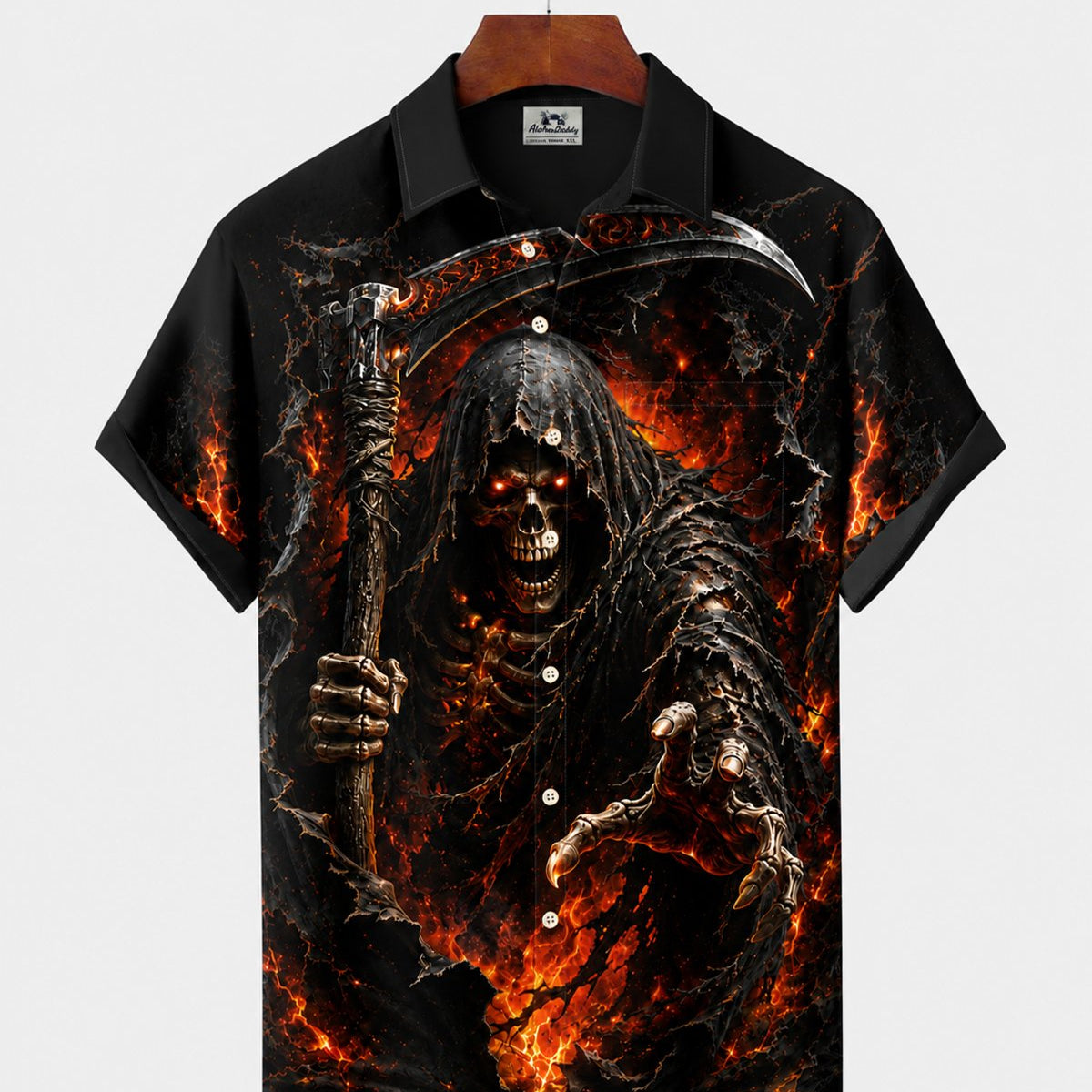 Alohadaddy® Men's Short-Sleeve Button-Down Shirt with Pocket Halloween Print