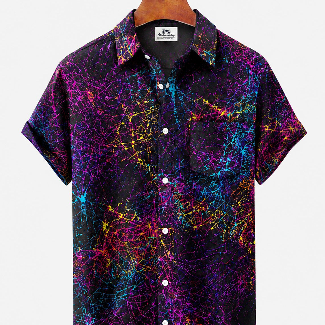 Alohadaddy® Men's Short-Sleeve Button-Down Shirt with Pocket Short Sleeve Print